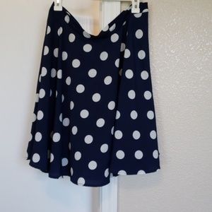 Navy and white Poka dot skirt